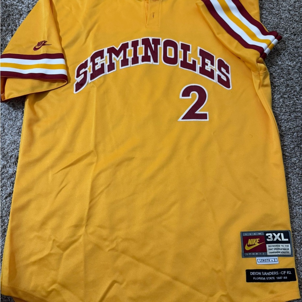 Deion Sanders Nike FSU Baseball Yellow Jersey